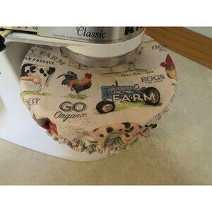 Kitchenaid Bowl Cover Reversible Farm and White and Black Ticking